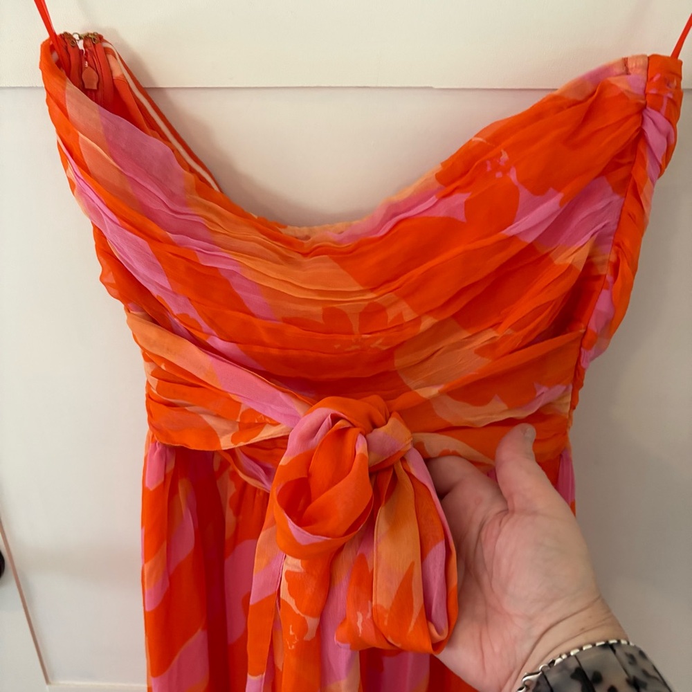 Ramy Brook Bernadette Midi Strapless Dress in Zinnia Combo. Size 10. - Picture 10 of 16